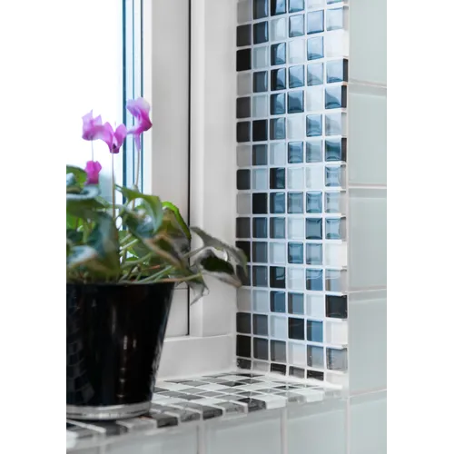 Glasmosaik Gråmix blank