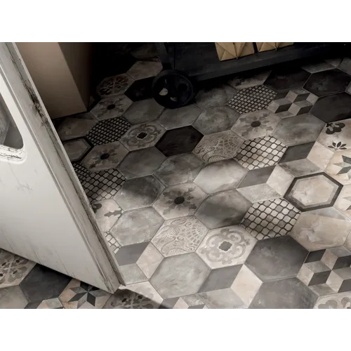 Terra Black/Grey Hexagon Mix Dekor