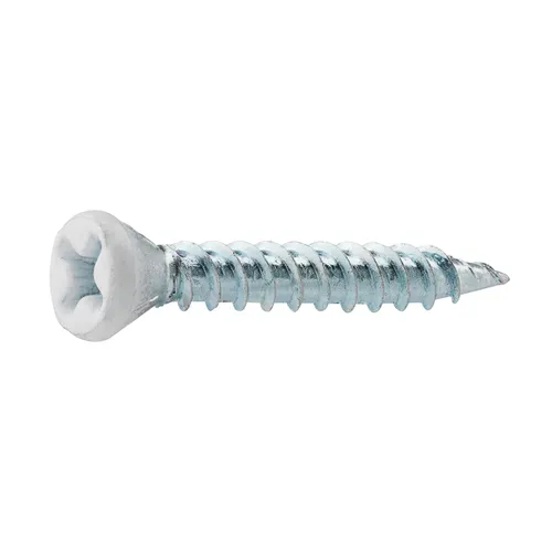 Spånskive-/sockelskruv Trä/Stål 3,8x28 mm, Vit, 100 st/frp