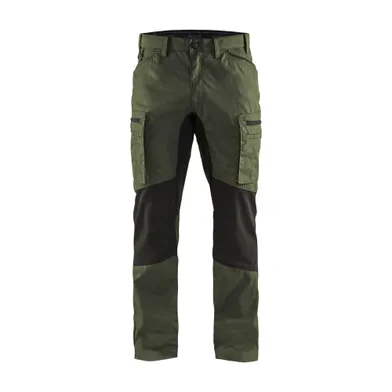 Servicebyxa Plain m. stretch, Armégrön/Svart Strl. C48