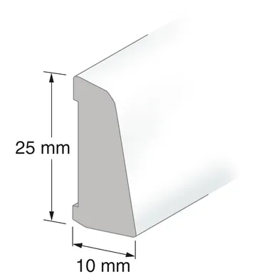 Smyglist Plast Vit 10x25 mm, 2500 mm