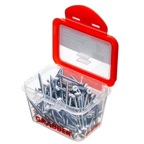 Spånskive-/sockelskruv Trä/Stål 3,8x42 mm, Vit, 100 st/frp