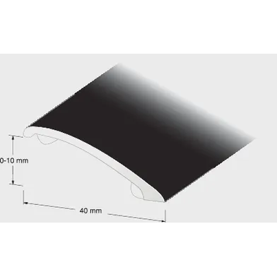 Nivålist 0-10 mm, 40 mm, självhäftande 100 cm, Svart, Nr 230