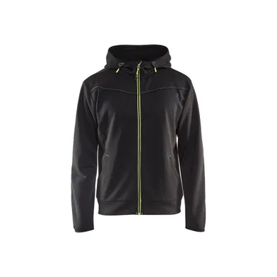 Luvtröja med dragkedja, Svart/Gul Strl. S
