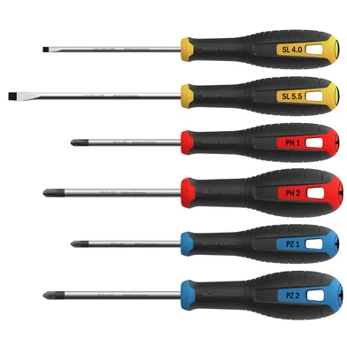 Skruvmejselset HSS PH, PZ & SL 6 delar