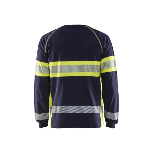 Långärmad T-shirt Varsel, Marinblå/Gul Strl. L