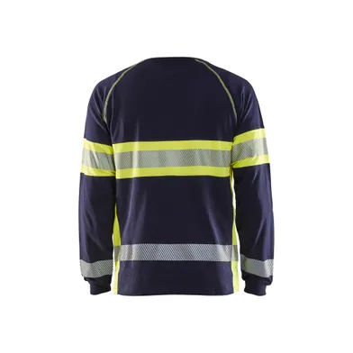 Långärmad T-shirt Varsel, Marinblå/Gul Strl. L
