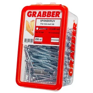 Spånskiveskruv Trä 4,3x58 mm, FZB, 250 st/frp