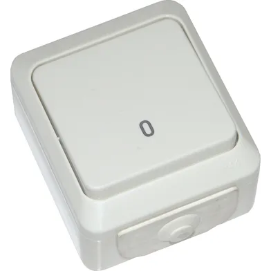 Strömbrytare kapslad utanpåliggande IP44, 1-polig, Vit