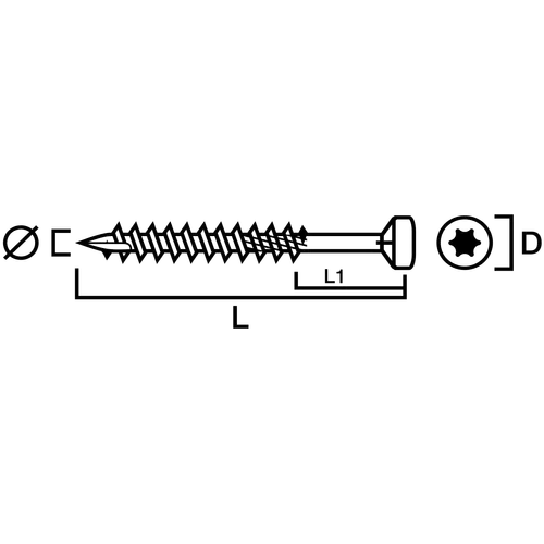 Rännkroksskruv rostfri 5,0x25 mm, Svart, 10 st/frp