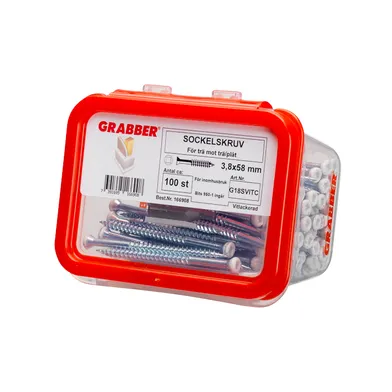 Sockelskruv 3,8x58 mm, Vit, 100 st/frp