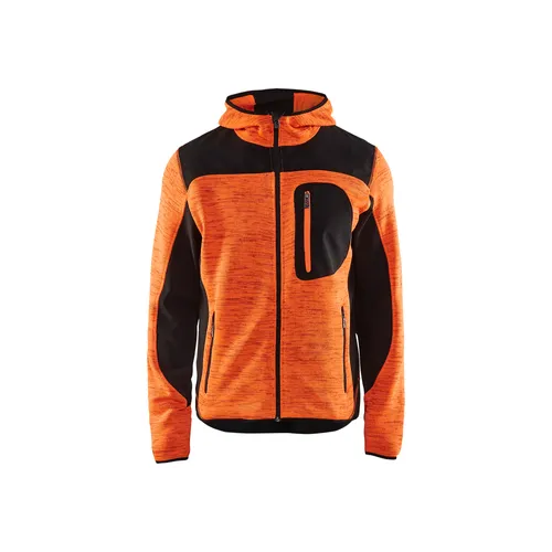 Stickad  jacka, orange/svart Strl XXL