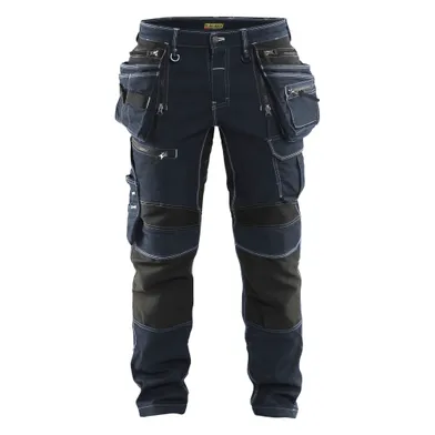 Hantverksbyxa Denim m. stretch X1900, Marinblå/Svart Strl. D96