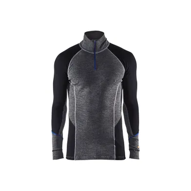 Underställströja Warm m. dragkedja, Grå/Svart Strl. L