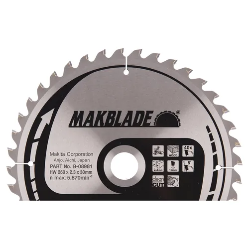 Sågklinga Kap-/Gersåg Trä HM 260/30 mm, 40T