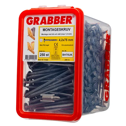 Montageskruv Trä/Stål C4 4,2x75 mm, 250 st/frp