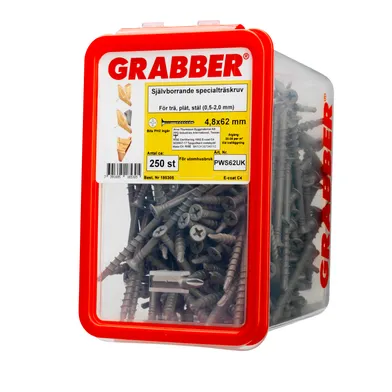 Trallskruv m. borrspets C4 4,8x62 mm, 250 st/frp