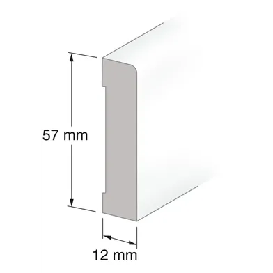 Golvsockel 12x57 mm 250 cm, Vit, PL 79