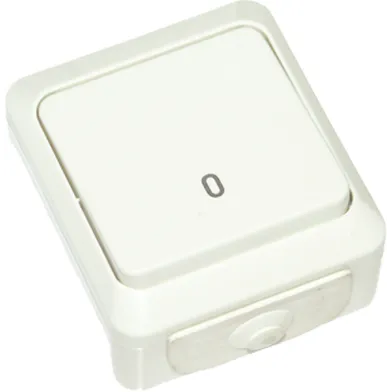 Strömbrytare kapslad utanpåliggande IP44, 2-polig, Vit