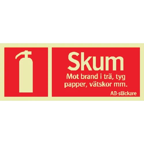 Brandskylt Supernova® Skum AB-släckare 250x100 mm