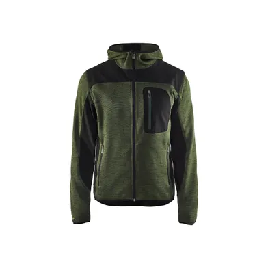 Stickad jacka, Armégrön/Svart Strl. L