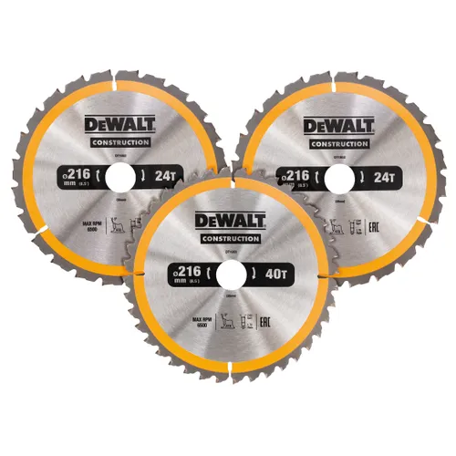Cirkelsågklingor 3-pack 216x30 mm 2x24T, 1x40T