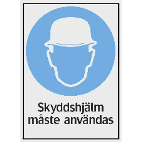 Påbudsskylt Skyddshjälm måste användas 210x297 mm