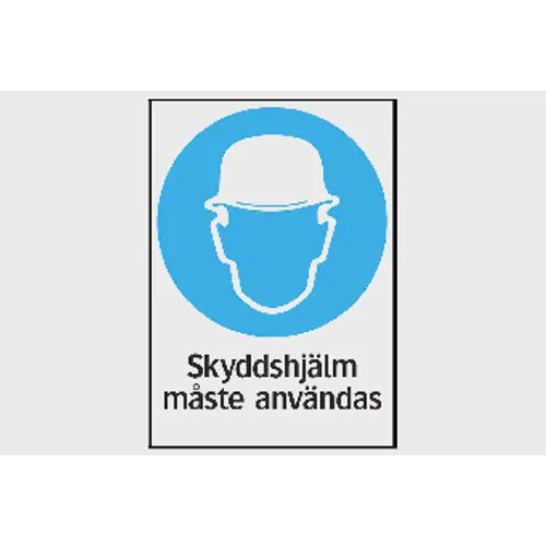Påbudsskylt Skyddshjälm måste användas 210x297 mm
