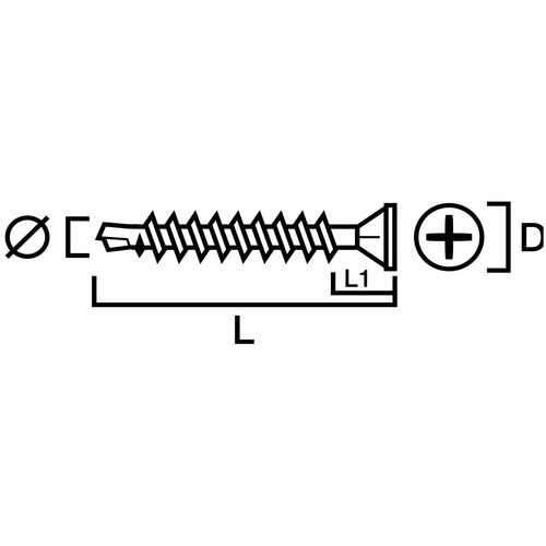Spånskive-/sockelskruv borrspets FZB 3,9x28 mm, 500 st/frp