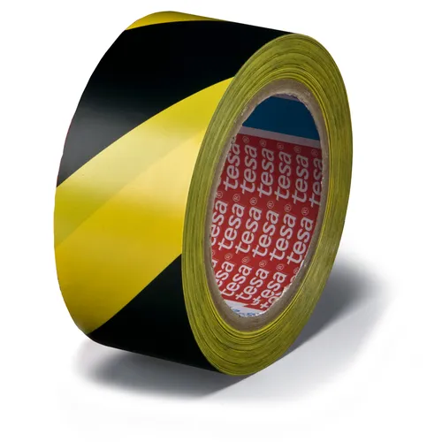 Varningstejp gul/svart 50 mm, 33 m