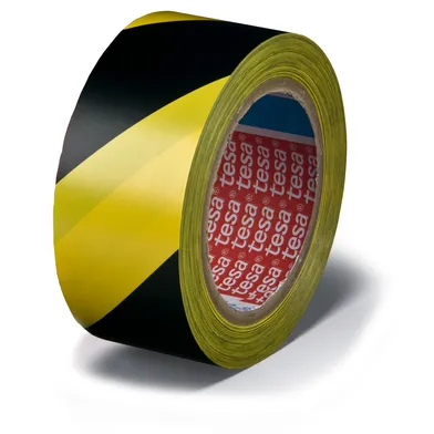 Varningstejp gul/svart 50 mm, 33 m