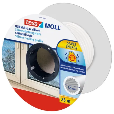 O-list Silikon Ø 7,5 mm, Vit, 25 m