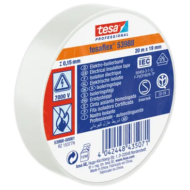 Isoleringstejp 19 mm, 20 m, Vit