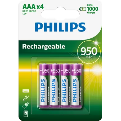 Batteri Uppladdningsbart AAA, 950 mAh, 4-pack