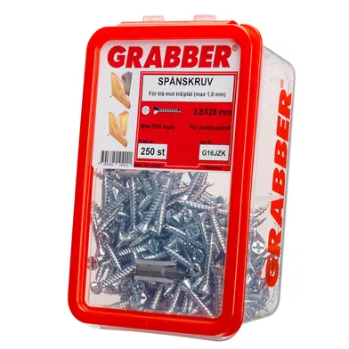 Spånskive-/sockelskruv Trä/Stål 3,8x28 mm, FZB, 250 st/frp