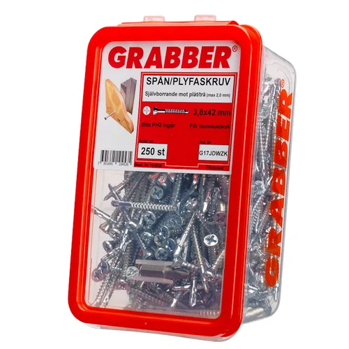 Spånskiveskruv m. borrspets 3,8x42 mm, FZB, 250 st/frp