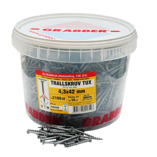 Trallskruv TUX C4 4,3x42 mm, 2100 st/hink