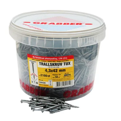 Trallskruv TUX C4 4,3x42 mm, 2100 st/hink