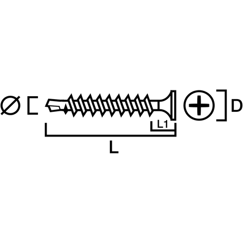 Gipsskruv borrspets utvändig 3,9x25 mm, 250 st/frp