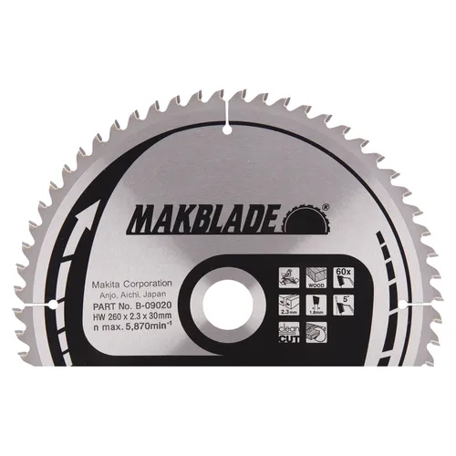 Sågklinga Kap-/Gersåg Trä HM 260/30 mm, 60T