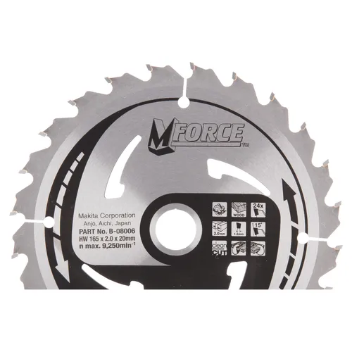 Cirkelsågklinga f. nätdrift, Trä 165/20 mm, 24T, M-FORCE
