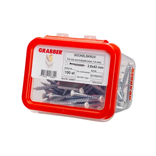 Sockelskruv 3,8x42 mm, Vit, 100 st/frp