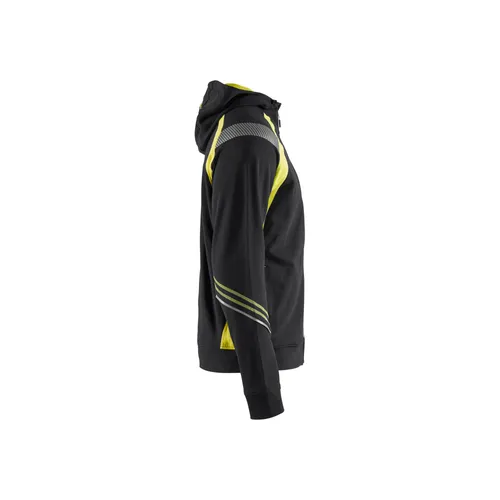 Luvtröja med dragkedja, Svart/Varselgul Strl. XL