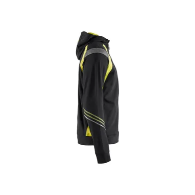 Luvtröja med dragkedja, Svart/Varselgul Strl. XL