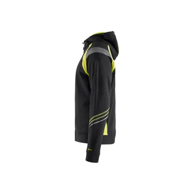 Luvtröja med dragkedja, Svart/Varselgul Strl. M