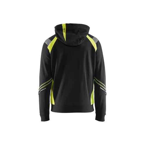 Luvtröja med dragkedja, Svart/Varselgul Strl. XL