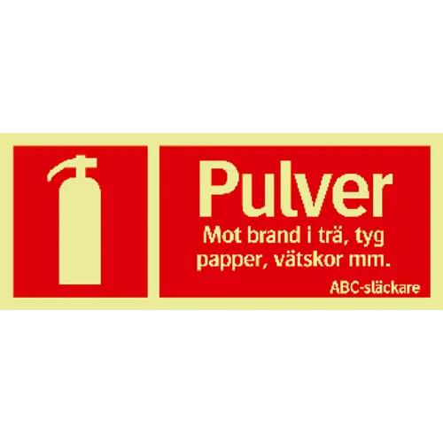 Brandskylt Supernova® Pulver ABC-släckare 250x100 mm