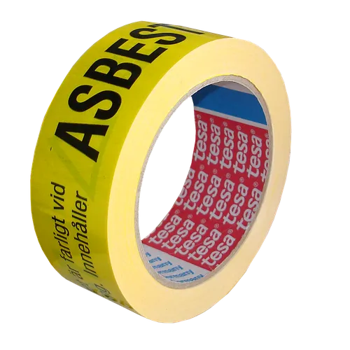 Varningstejp 38 mm, 66 m, Asbest