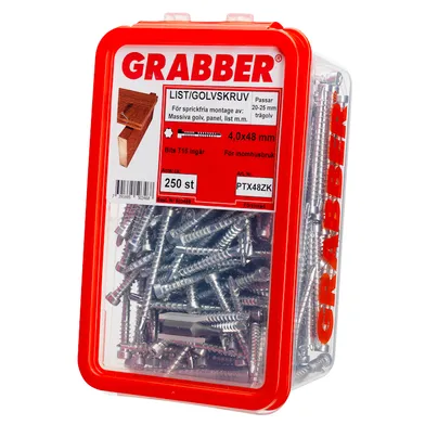 Golv- & listskruv m. borrspets & stödgänga Trä/Stål 4,0x48 mm, FZB, 250 st/frp