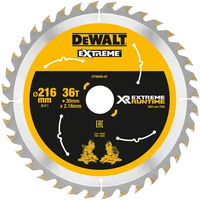Cirkelsågklinga XR för batteridrivna sågar 216x30 mm, 36T
